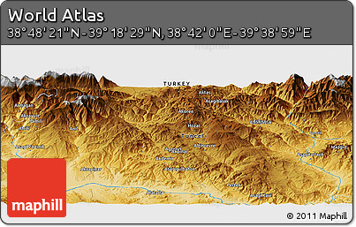 Physical Panoramic Map of the Area around 39° 3' 25" N, 39° 10' 29" E