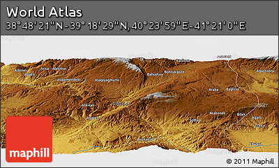 Physical Panoramic Map of the Area around 39° 3' 25" N, 40° 52' 30" E