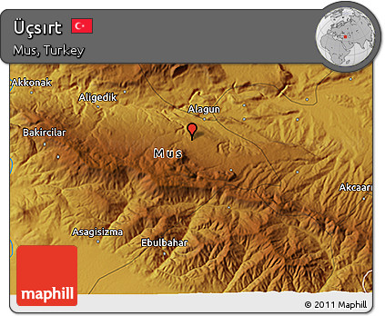 Physical 3D Map of Üçsırt