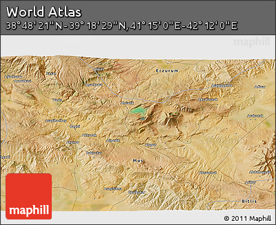 Satellite 3D Map of the Area around 39° 3' 25" N, 41° 43' 30" E