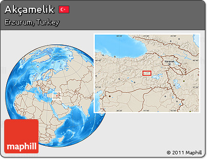 Shaded Relief Location Map of Akçamelik