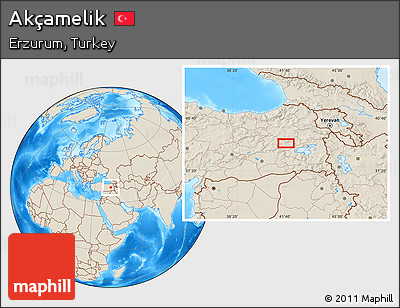 Shaded Relief Location Map of Akçamelik