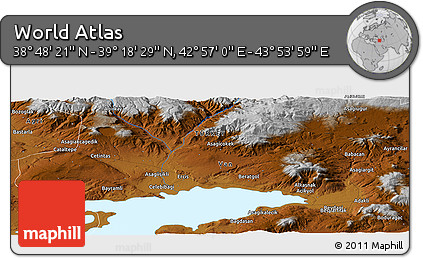 Physical Panoramic Map of the Area around 39° 3' 25" N, 43° 25' 29" E