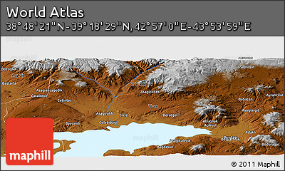 Physical Panoramic Map of the Area around 39° 3' 25" N, 43° 25' 29" E