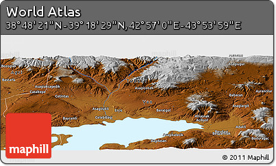 Physical Panoramic Map of the Area around 39° 3' 25" N, 43° 25' 29" E