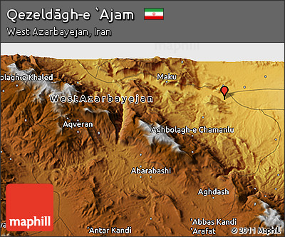 Physical 3D Map of Qezeldāgh-e `Ajam