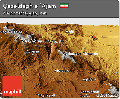 Physical 3D Map of Qezeldāgh-e `Ajam