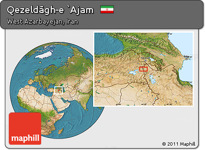 Satellite Location Map of Qezeldāgh-e `Ajam