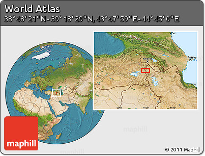Satellite Location Map of the Area around 39° 3' 25" N, 44° 16' 29" E