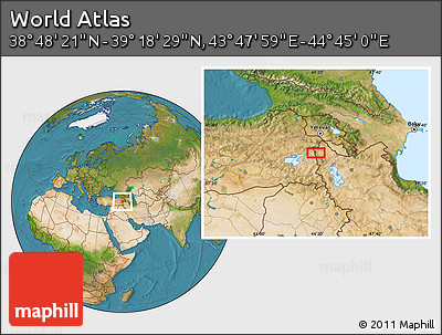 Satellite Location Map of the Area around 39° 3' 25" N, 44° 16' 29" E