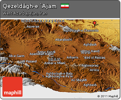 Physical Panoramic Map of Qezeldāgh-e `Ajam