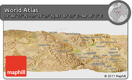 Satellite Panoramic Map of the Area around 39° 3' 25" N, 44° 16' 29" E