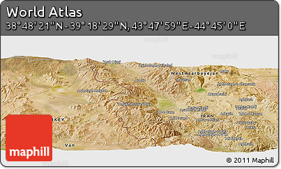 Satellite Panoramic Map of the Area around 39° 3' 25" N, 44° 16' 29" E