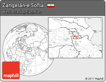 Blank Location Map of Zangelān-e Soflá