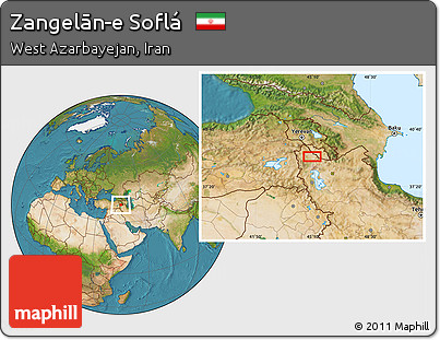 Satellite Location Map of Zangelān-e Soflá