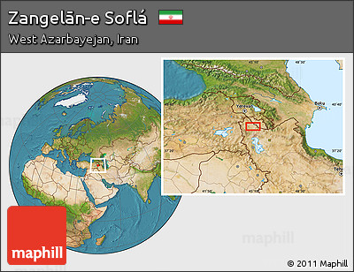 Satellite Location Map of Zangelān-e Soflá