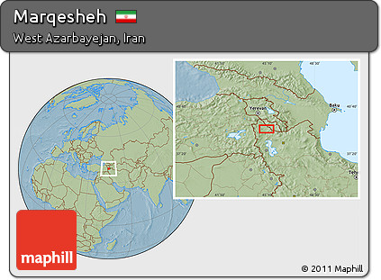 Savanna Style Location Map of Marqesheh, hill shading