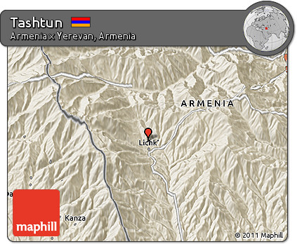 Shaded Relief 3D Map of Tashtun