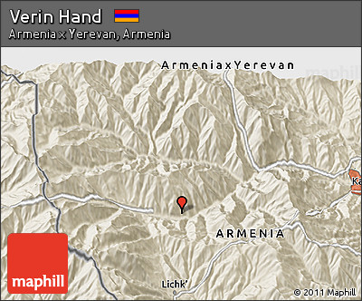 Shaded Relief 3D Map of Verin Hand