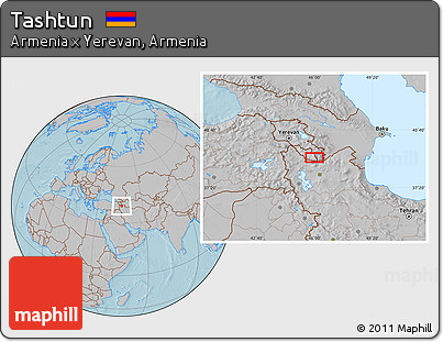 Gray Location Map of Tashtun, hill shading