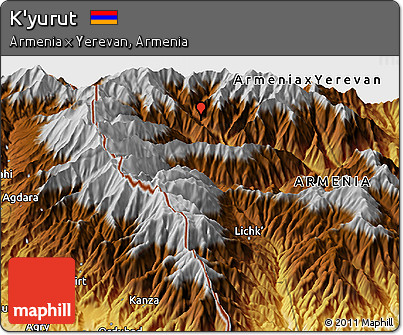 Physical Panoramic Map of K'yurut