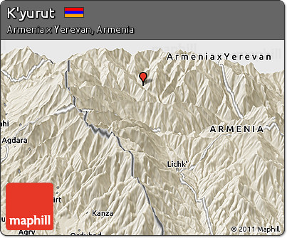 Shaded Relief Panoramic Map of K'yurut