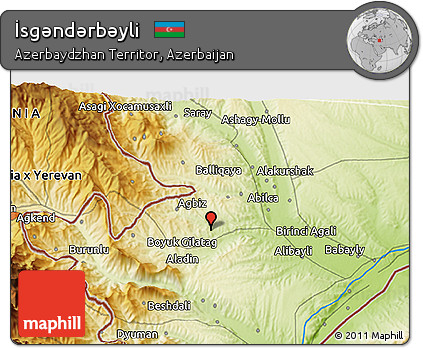 Physical 3D Map of İsgǝndǝrbǝyli