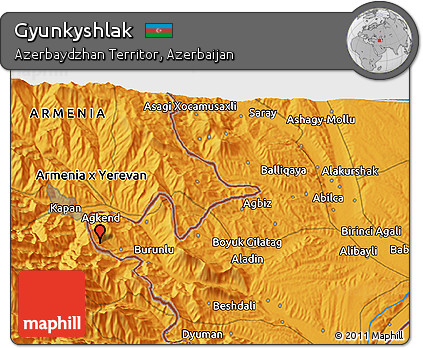 Political 3D Map of Gyunkyshlak