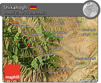 Satellite 3D Map of Shikahogh