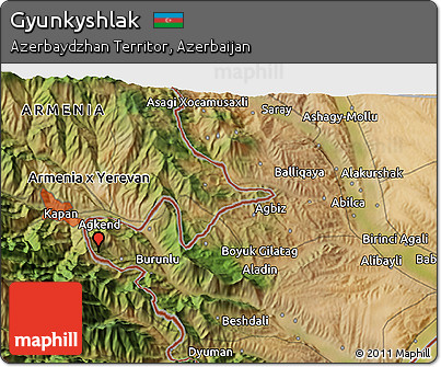 Satellite 3D Map of Gyunkyshlak