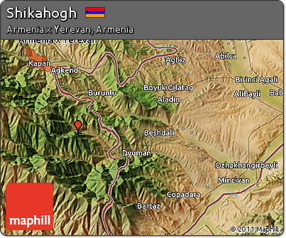 Satellite 3D Map of Shikahogh
