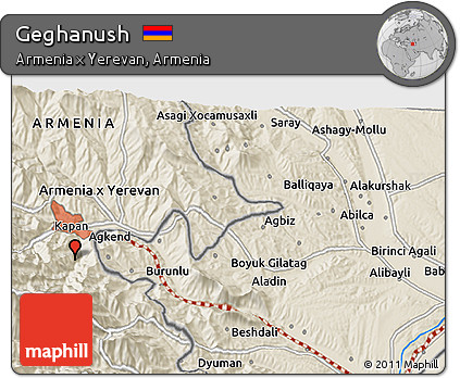Shaded Relief 3D Map of Geghanush