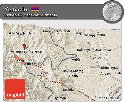 Shaded Relief 3D Map of Yemazlu