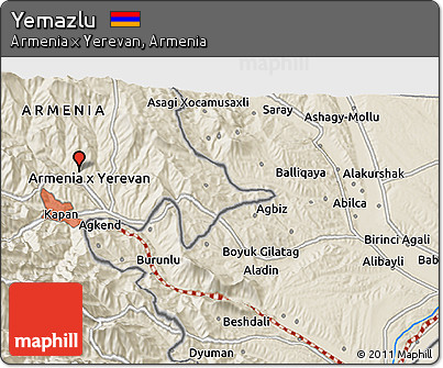 Shaded Relief 3D Map of Yemazlu