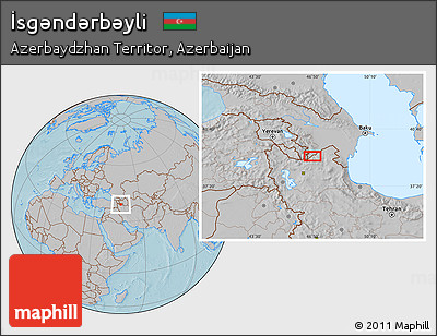 Gray Location Map of İsgǝndǝrbǝyli, hill shading