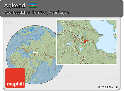 Savanna Style Location Map of Agkend, hill shading