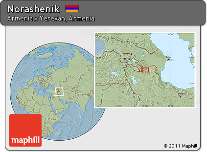Savanna Style Location Map of Norashenik, hill shading