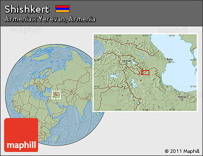 Savanna Style Location Map of Shishkert, hill shading
