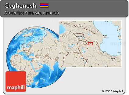 Shaded Relief Location Map of Geghanush