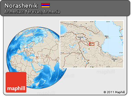 Shaded Relief Location Map of Norashenik