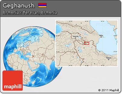 Shaded Relief Location Map of Geghanush