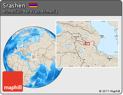Shaded Relief Location Map of Srashen