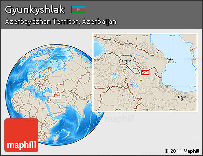 Shaded Relief Location Map of Gyunkyshlak