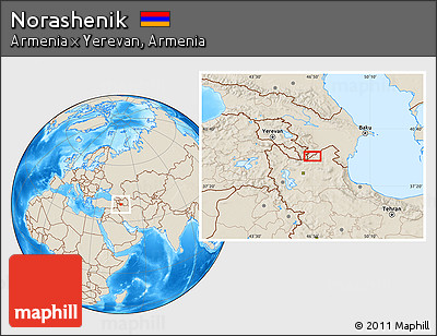 Shaded Relief Location Map of Norashenik