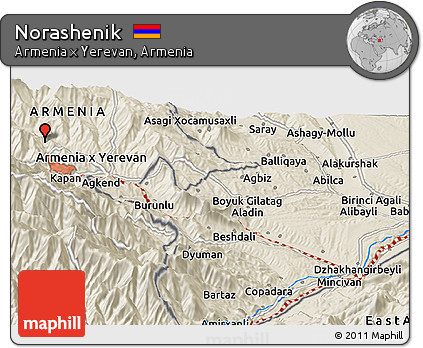 Shaded Relief Panoramic Map of Norashenik