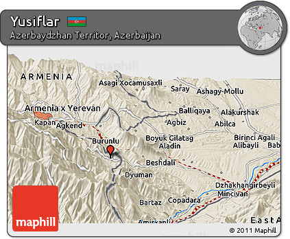 Shaded Relief Panoramic Map of Yusiflar