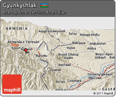 Shaded Relief Panoramic Map of Gyunkyshlak
