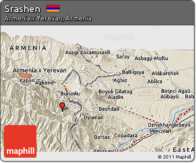 Shaded Relief Panoramic Map of Srashen