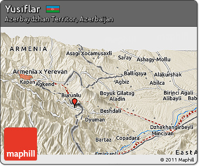 Shaded Relief Panoramic Map of Yusiflar