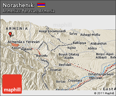 Shaded Relief Panoramic Map of Norashenik